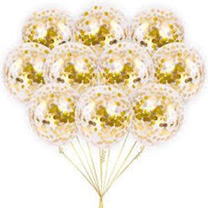 12" clear latex ballons gold filled